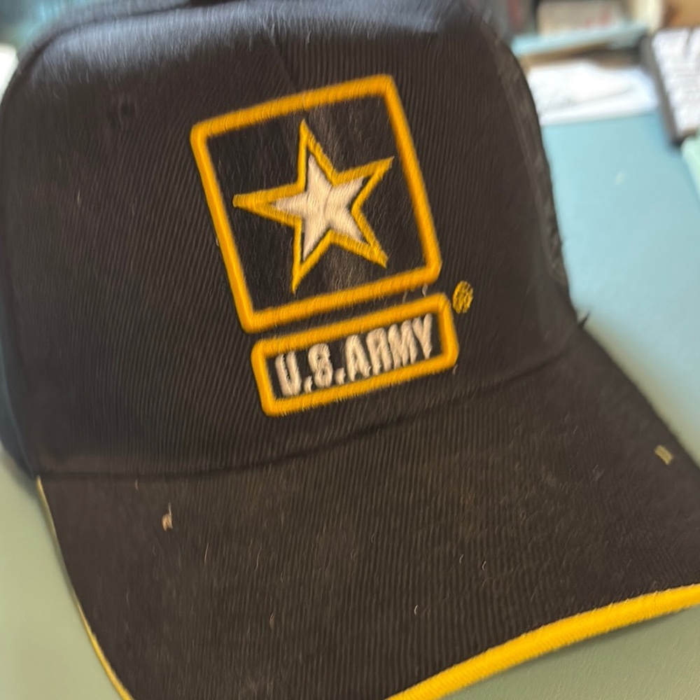 U.S. Army Black Baseball Cap with Yellow Trim